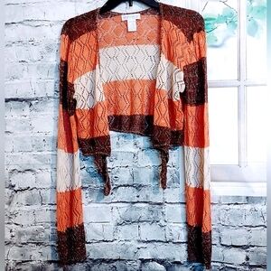 CROCHET BOHO HIPPIE TIE FRONT CROPPED CARDIGAN WOMEN'S SIZE 1X